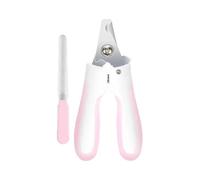 Nail Clippers for Small Dogs & Cats - Professional Safety Grooming Tool with Nail File for Precise Control, Gentle Trimmer for Rabbits, Hamsters - Pink
