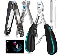 Nail Clippers for Thick Nails for Men with 15mm Wide Opening, Large Ingrown Toenail Clippers for Seniors Thick Toenails, Heavy Duty No Splash Nail Cutter with Catcher, Professional Nail Clippers Set