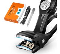 Nail Clippers for Thick Nails Seniors, DRMODE Angled Head Ergonomic Toe Nail Clippers with Wide Opening, Precision Large Finger Nail Clipper with Catcher Heavy Duty Nail Cutter Trimmer for Men Women