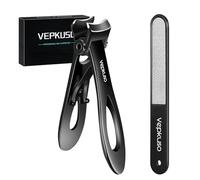 Nail Clippers for Thick Nails -Stainless Steel Heavy Duty, Wide Mouth Professional Fingernail and Toenail Clippers Set for Men, Women & Seniors,Black