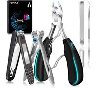 Nail Clippers for Thick Nails with Catcher, Large Toe Nail Clippers Set for Men for Thick Nails, Ingrown Toenail Clippers with Wide Opening Long Handle Heavy Duty Nail Cutter Gifts for Men Him Dad