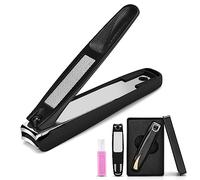 Nail Clippers Luxury Zinc Alloy Fingernail and Toenail Clippers Cutters, Nail Clippers for Thick Nails with Curved Blade Sharp, Effortless Nail Cutter for Men & Women with Cleaning Brush(Black, L)