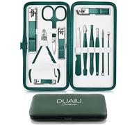 Nail Clippers Manicure Set DUAIU 12PCs Professional Nail Clipper Set Stainless Steel Pedicure Kit for Men Women Nail Care Tools Grooming Kit with Travel Case