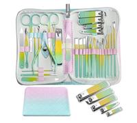 Nail Clippers Pink 30 Pcs Manicure Set Professional Nail Clipper Set Stainless Steel Solid Manicure Kit Nail Care Kit with Pink Case Valentine Nail kit (Colorful)