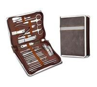 Nail Clippers Set, 26 Piece Set Stainless Steel Nail Clippers Set Household Nail Cutter Suit with Box Trimmer Grooming Manicure Pedicure Nail Tools,Personal C, (Bruin)