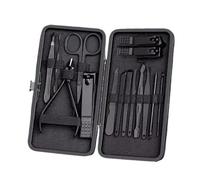 Nail Clippers Set Black Nail Clippers Set Full of Men's Box Acne Needles Groove Special Pedicure Knife Tools for Home Use Nail Kit(Black,15PCS)