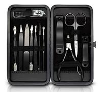 Nail Clippers Set - Black Stainless 12 in 1 For Men And Women Manicure Pedicure Travel Kit Luxury