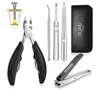 Nail Clippers Set DUAIU 6Pcs Toenail Clippers for Thick and Ingrown Nails Contain Heavy Duty Stainless Steel Toenail Scissors with Nail File and Professional Toenails Trimmer Black