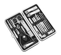 Nail Clippers Set, Home Nail Clipper Set of 18 Pieces Large Size Dead Skin Pliers Diagonal to Remove Dead Skin Small Eyebrow Clipper Leather Sleeve,Personal C,R (Black)