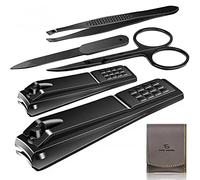 Nail Clippers Set Manicure Pedicure Kit Stainless Steel Nail Cutter Nail File Sharp Nail Scissors and Clipper Fingernails & Toenails Care Grooming Care Tools Kit with Portable Stylish case (5 in 1)
