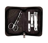 Nail Clippers Set Manicure Set 5 in 1 Stainless Steel Pedicure Kit Professional Nail Clippers Nail Care Tools，Grooming Kit with Nose Hair Scissors （Black/rown） Nail Clippers Pedicure Kit