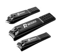 Nail Clippers Set Matte Stainless Steel 3 pcs fingernail Clippers &Slant EDG Toenail Clipper Cutter Metal Case .The Best Gift Nail Clippers for Men and Women (Black-3Pcs)