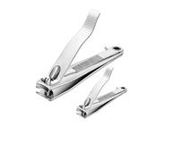 Nail Clippers Set - Professional Stainless-Steel Clippers for Thick Toenails and Fingernails, Sharp and Durable Nail File Cutter Trimmers for Men and Women, Pack of 2 in Silver Large & Small