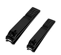 Nail Clippers Set, Sharp Stainless Steel Fingernail Clipper & Toenail Clippers, Black Nail Cutter, Large and Small 2 Piece Set.