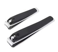 Nail Clippers Set - Sharp Stainless-Steel Fingernail & Toenail Cutters for Thick Nails, Heavy-Duty Large & Small Black Clippers for Men & Women, 2-Piece Grooming Set