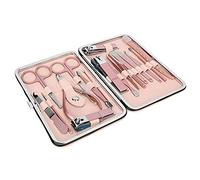 Nail Clippers Set Stainless Steel 18pcs Cuticle Clipper Kit Rose Gold Lightweight Portable