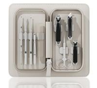 Nail Clippers Set Tweezers Scissors Manicure Grooming kit 9 in 1 with Zip Leather Case