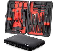 Nail Clippers Sets High Precisio Stainless Steel Nail Cutter Pedicure Kit Nail File Sharp Nail Scissors and Clipper Manicure Pedicure Kit Fingernails & Toenails with Portable cas (Red/Black_25 in 1)