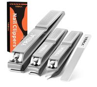 Nail Clippers with Glass Nail File, YRBIA Ultra Sharp Nail Clipper Set, Professional Stainless Steel Fingernail & Toenail Clippers Nail Cutter Set for Men & Women