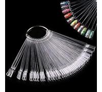Nail Colour Display" Clear Nail Swatch Sticks, Salon Nail Display Tips, Nails Samples Sticks for Nail Art Design Nails Practice | Fan Shape, with Metal Ring, Pack of 50