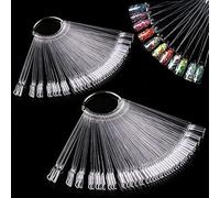 Nail Colour Display" Clear Nail Swatch Sticks, Salon Nails Display Tips, Nail Samples Sticks for Nails Art Design Nails Practice | Fan Shape, with Metal Ring, Pack of 100