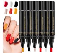 Nail Colour Markers, Set of 6, Quick-Drying, Lasting Painting Pen for Graffiti Design, for Manicure, Pedicure, Home and Beginners