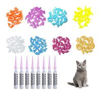 Nail Covers for Cats Claws, 160PCS Kitten Nail Caps, 8 Colors Covers with Adhesives and Applicators, Small Cat Nails Protection Accessory, Kitten Paw Cover Set for Cats 6-9Lbs