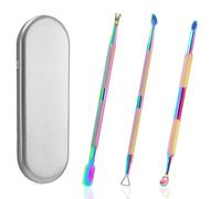 Nail Cuticle Pusher 3PCS, Stainless Steel Dual Head Cuticle Remover Tool for Manicures and Pedicures (Multicolor)