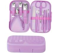 Nail Cutter Kit 12Pcs Colorful Stainless Steel Scissors Manicure Tools Clipper Set Pedicure Care Cuticle Nipper Travel(Purple)