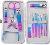 Nail Cutter Kit 15/12/10/7pcs Color Titanium Clippers Set Peeling Pliers Kits Professional Pedicure Manicure Tools Portable(12pcs)