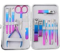 Nail Cutter Kit 15/12/10/7pcs Color Titanium Clippers Set Peeling Pliers Kits Professional Pedicure Manicure Tools Portable(15pcs)