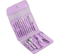 Nail Cutter Kit 16 Piece Clipper Set Stainless Steel Home Manicure Portable High-end Scissors Dead Skin Trimming Tool Clippers(Purple)