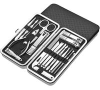 Nail Cutter Kit 19PCS Clipper Set Complete of Clippers Pedicure Tools Hand Care Beveled(Black)