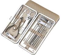 Nail Cutter Kit 19Pcs/Set Manicure Clippers Set Stainless Steel Professional Grooming Kits Care Tools with Luxurious Travel Case(Gold)
