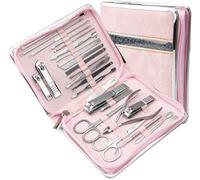 Nail Cutter Kit 26 Piece Set Stainless Steel Clippers Household Suit with Box Trimmer Grooming Manicure Pedicure Tools(Pink)