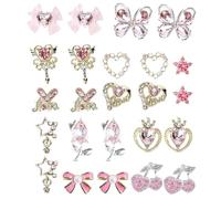Nail Decoration, 3D Accessories for Nail Design with Embellishments, Bows Hearts Stars Cherries Butterflies Rhinestones for Nail Studio Accessories Creativity