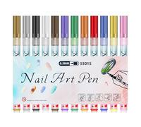 Nail Decoration Pens Set - 12 Colours Acrylic Pens with Fine Tip 0.5 mm for DIY Ornament | Quick Drying Markers for Home and Salon | Portable Drawing And Punt Tool