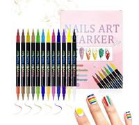 Nail Design Markers - Ended Polish Pen Set 12 Colors, Fast Drying Manicure Dotting Tools, Vivid Art Supplies | Easy DIY For Beginners Girls Holiday Celebration, gift birthday Christmas h