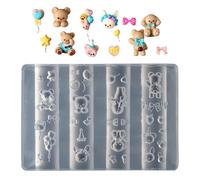 Nail Design Stencil Set - Silicone Mould for Fingernail Decoration | Engraving Template with Cute Bear Heart Bow Motifs for Nail Studio Wedding Manicure Home