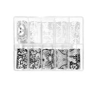 Nail Design Stickers, 10 Rolls Black and White DIY Stickers - Lace Foil Acrylic Nails, for Home, Salon, Workshop, DIY Enthusiasts, Technicians, Beginners