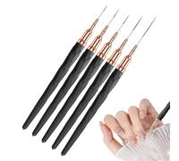 Nail Detail Brush - Fine Tip Liner Set, 5 Piece Precision Tools with Varied Sizes 7 9 11 15 25mm, Smooth Hair Bristles Function, Ideal for French Tips Home Salon Creative Designs