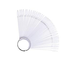 Nail Display Card, 50Pcs Fan Shaped Round Head Nail Polish Palettes Color Display Card Nail Practice Tools Nail Display Sticks Nail Art Practice Stiletto Nail Swatches(02)