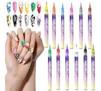 Nail Doodle Pens | 3D Paint Quick-Drying Markers - Nail Design Dotting Tool Brush - for Home Salon Party Travel Photoshoot Dating Wedding Practice Daily Christmas Birthday Women