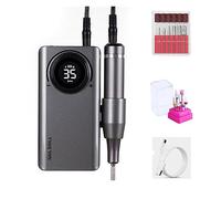 Nail Drill, 35000RPM Nail Drill Machine with LCD Display, Rechargeable Nail Drill for Gel Nail Polish, Manicure Professional Milling Machine Professional Nail Tools,Grey07-A