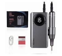 Nail Drill, 35000RPM Nail Drill Machine with LCD Display, Rechargeable Nail Drill for Gel Nail Polish, Manicure Professional Milling Machine Professional Nail Tools,Gris-A