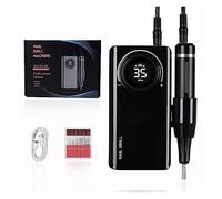 Nail Drill, 35000RPM Nail Drill Machine with LCD Display, Rechargeable Nail Drill for Gel Nail Polish, Manicure Professional Milling Machine Professional Nail Tools,Nero-A