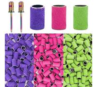 Nail Drill Bands, 80-240 Grit, 210 Pcs, Coarse & Fine, 3/32 in Mandrel Bits, Manicure & Pedicure Set