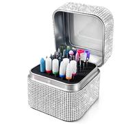 Nail Drill Bit Holder, Dustproof Rhinestones Drill Bit Organizer Case 30 Holes Efile Nail Tech Bits Storage Container Box Manicure Tools E file Accessories Collector for Salon, Travel, Home(Only Box)