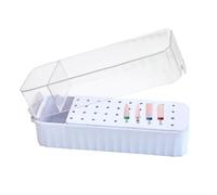 Nail Drill Bit Holder | Organizer with 40 Places, Portable Box with Transparent Dust Cover for Nail Work Station