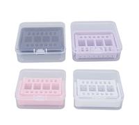 Nail Drill Bit Holder Stand, 4pcs Nail Drill Bits Organizer, Plastic Storage Box with Clamshell Design, Display and Store 16 Bits Each, Portable for Home Salon and Profes